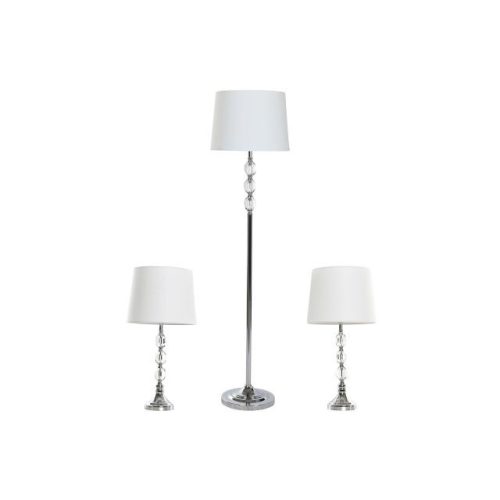 Állólámpa szett üveg 35x35x150 cm ezüst S/3