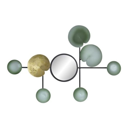 Dekoráció falra tükör tavirózsa fém, üveg 45x3x30 cm menta, arany