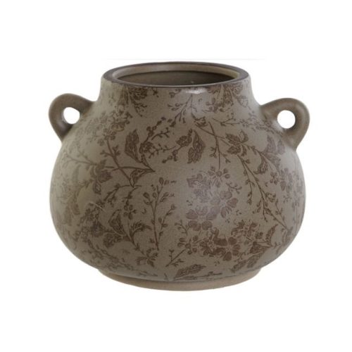 Váza leveles kõ 21x20x16 cm barna, zöld