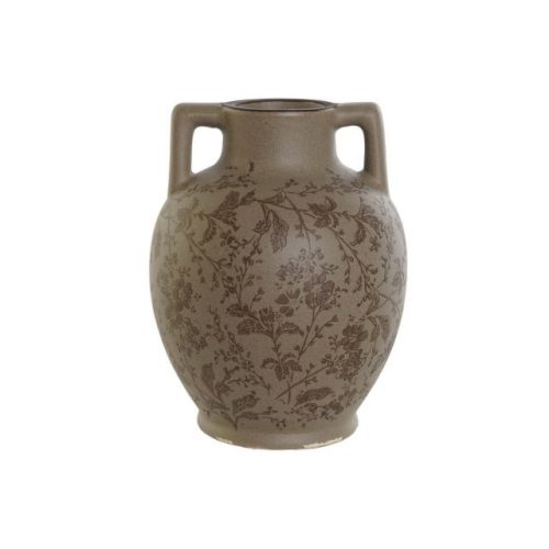 Váza leveles kõ 17x17x22 cm barna, zöld