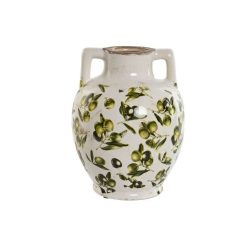 Váza levél mintás kõ 17x17x22 cm zöld, fehér, barna