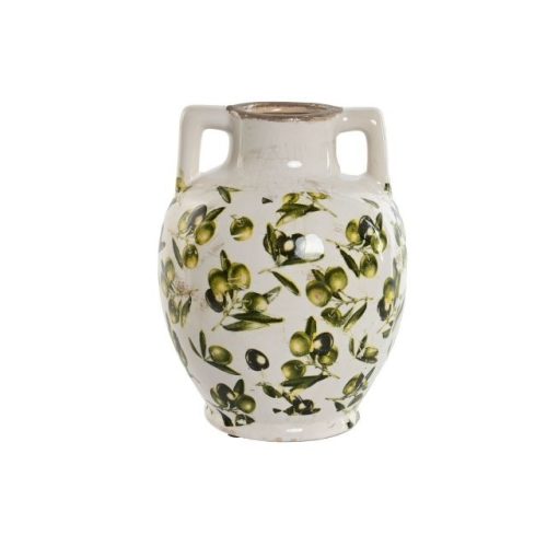 Váza levél mintás kõ 17x17x22 cm zöld, fehér, barna