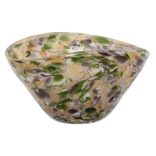 Asztali kínáló mintás üveg 30x21x17 cm színes