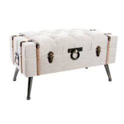 Kispad láda vászon, mdf 82x42x43 cm bézs, fekete