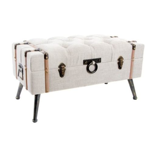 Kispad láda vászon, mdf 82x42x43 cm bézs, fekete