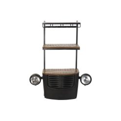   Bortartó falra fém, akácfa, üveg 83x30x104 cm sötétszürke