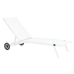 Napozóágy kerekes alumínium, textil 187,5x64x97 cm fehér