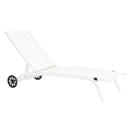 Napozóágy kerekes alumínium, textil 187,5x64x97 cm fehér