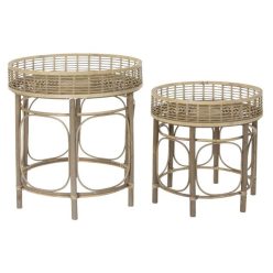 Kisasztal szett rattan 61x61x64 cm natúr S/2