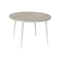 Kisasztal mangófa, fém 75x75x50 cm fehér, arany