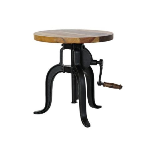 Kisasztal fa, fém 45x45x42 cm natúr, fekete