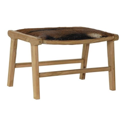 Kispad tehén tíkfa, bõr 65x47x42 cm barna, natúr