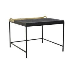 Dohányzóasztal acél, alumínium 61x61x49 cm arany, fekete