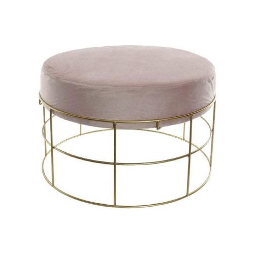 Lábtartó poliészter, fém 60x60x37,5 cm halvány rózsaszín, arany