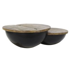 Dohányzóasztal fa, fém 114x76x33 cm fekete, natúr