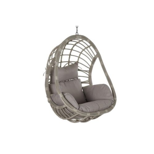 Függõfotel rattan, alumínium, poliészter 90x70x110 cm szürke