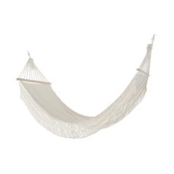 Függõágy pamut, poliészter, fenyõ 300x90x130 cm bézs