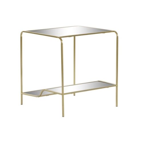 Kisasztal tükör matt fém, üveg 50x50x55 cm arany