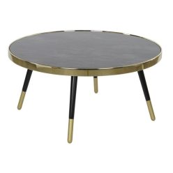 Dohányzóasztal acél, üveg 82,5x82,5x40 cm fekete, arany