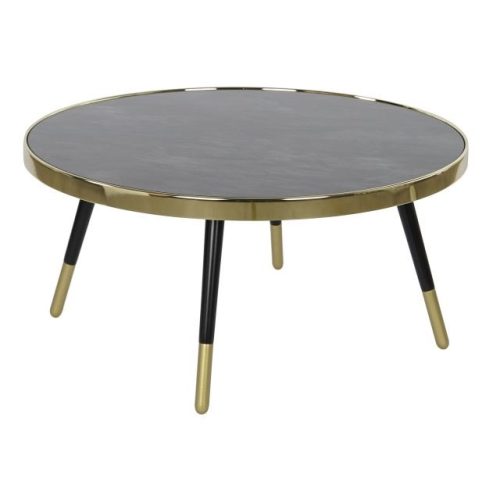 Dohányzóasztal acél, üveg 82,5x82,5x40 cm fekete, arany