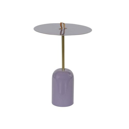 Kisasztal füllel fém, bõr 40x40x56 cm lila