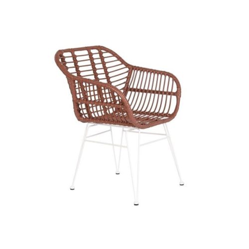 Szék rattan, fém 57x62x81 cm terrakotta, fehér