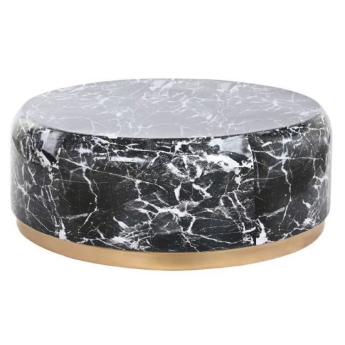 Dohányzóasztal fém 120x120x46,5 cm fekete, arany