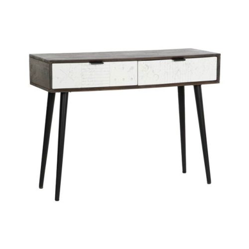 Konzolasztal mangófa, fém 105x35x77 cm színes