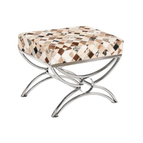 Kispad rombusz acél, bõr 53x40x43 cm színes