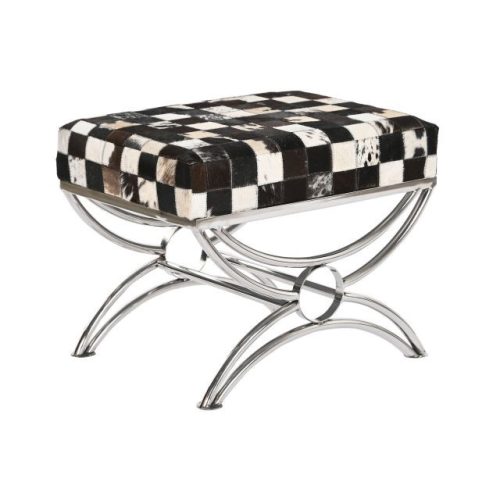 Kispad rombusz acél, bõr 53x40x43 cm színes