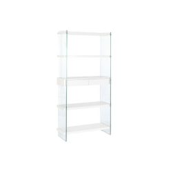 Polc üveg, mdf 90x35x180 cm fehér, átlátszó