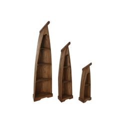 Polc szett fa 56x42x200 cm natúr S/3