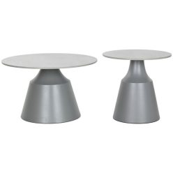   Kisasztal kör alakú, márvány minta kerámia, fém 70x70x1 cm szürke S/2