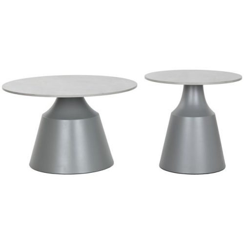 Kisasztal kör alakú, márvány minta kerámia, fém 70x70x1 cm szürke S/2