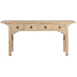 Konzolasztal fiókkal tömör szilfa 177x38x85 cm natúr