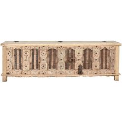 Tv-s szekrény mintás faragott 194x50x63 cm natúr