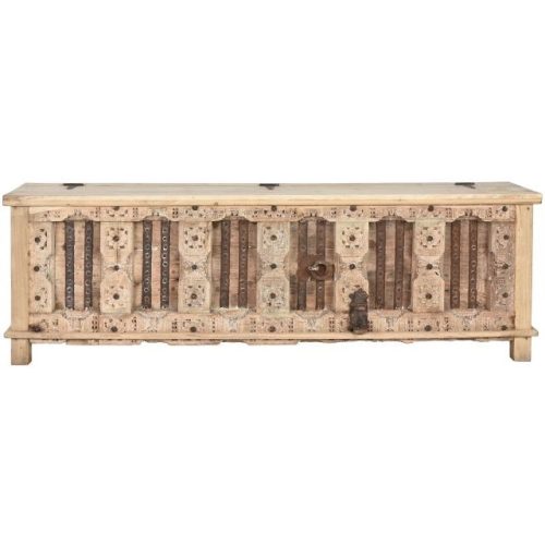 Tv-s szekrény mintás faragott 194x50x63 cm natúr