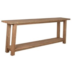 Konzolasztal újrahasznosított teakfa 240x45x90 cm natúr