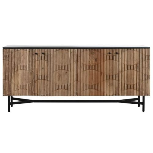 Komód akácfa, márvány 175x40x76 cm natúr, fekete