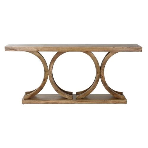 Konzolasztal mangófa 170x30x75 cm natúr