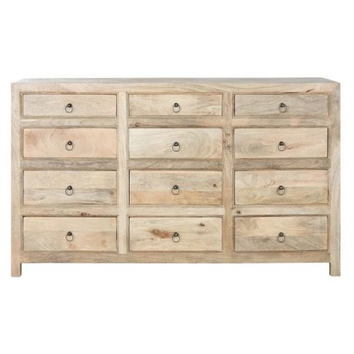 Fiókos szekrény mangófa 150x45x83 cm natúr