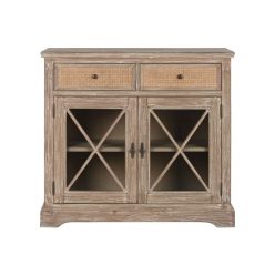 Komód fa, rattan 100x45x90 cm natúr