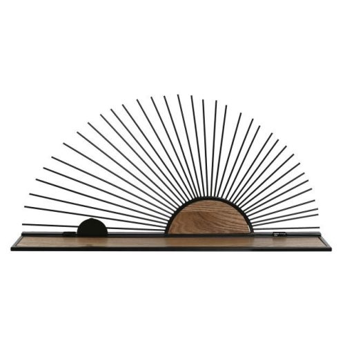 Polc falra fém, mdf 58x10,5x28 cm fekete, natúr