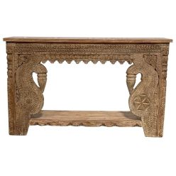 Konzolasztal teakfa, mangófa 148x38x91 cm natúr