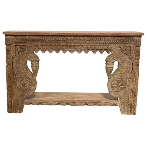 Konzolasztal teakfa, mangófa 148x38x91 cm natúr