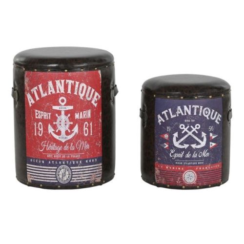 Doboz szett horgony mintával fém 40x40x48 cm színes S/2