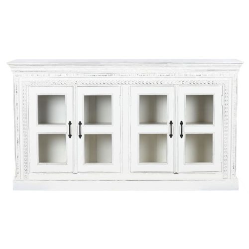 Tálalószekrény mangófa 180x40x100 cm fehér