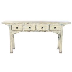 Konzol asztal tömör szilfa 178x38x85 cm színes