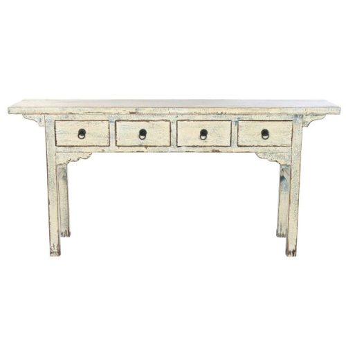 Konzol asztal tömör szilfa 178x38x85 cm színes