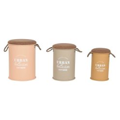 Doboz szett fém 40x40x55,5 cm fehér S/3